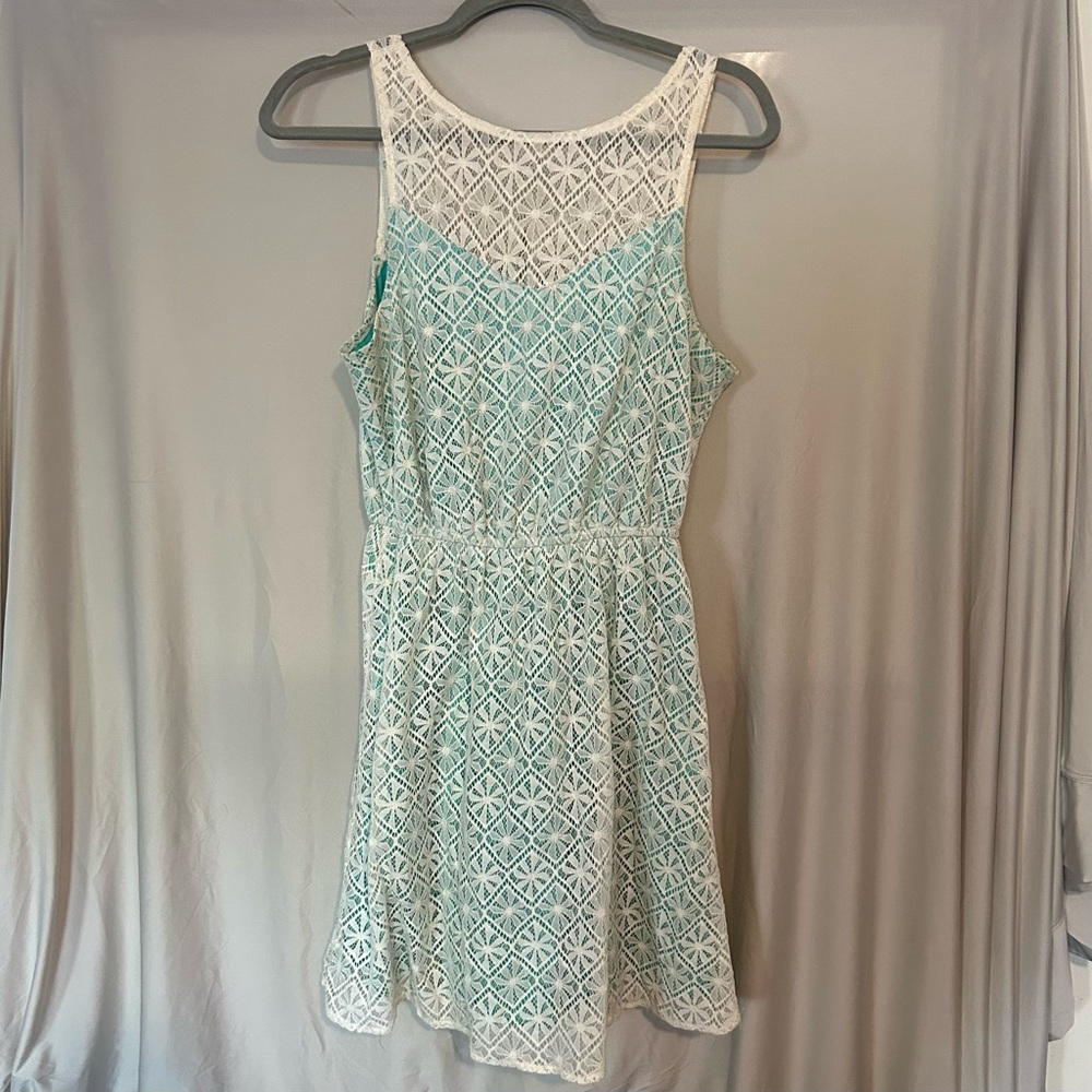 Maurice’s Teal and White Lace Dress Size Medium